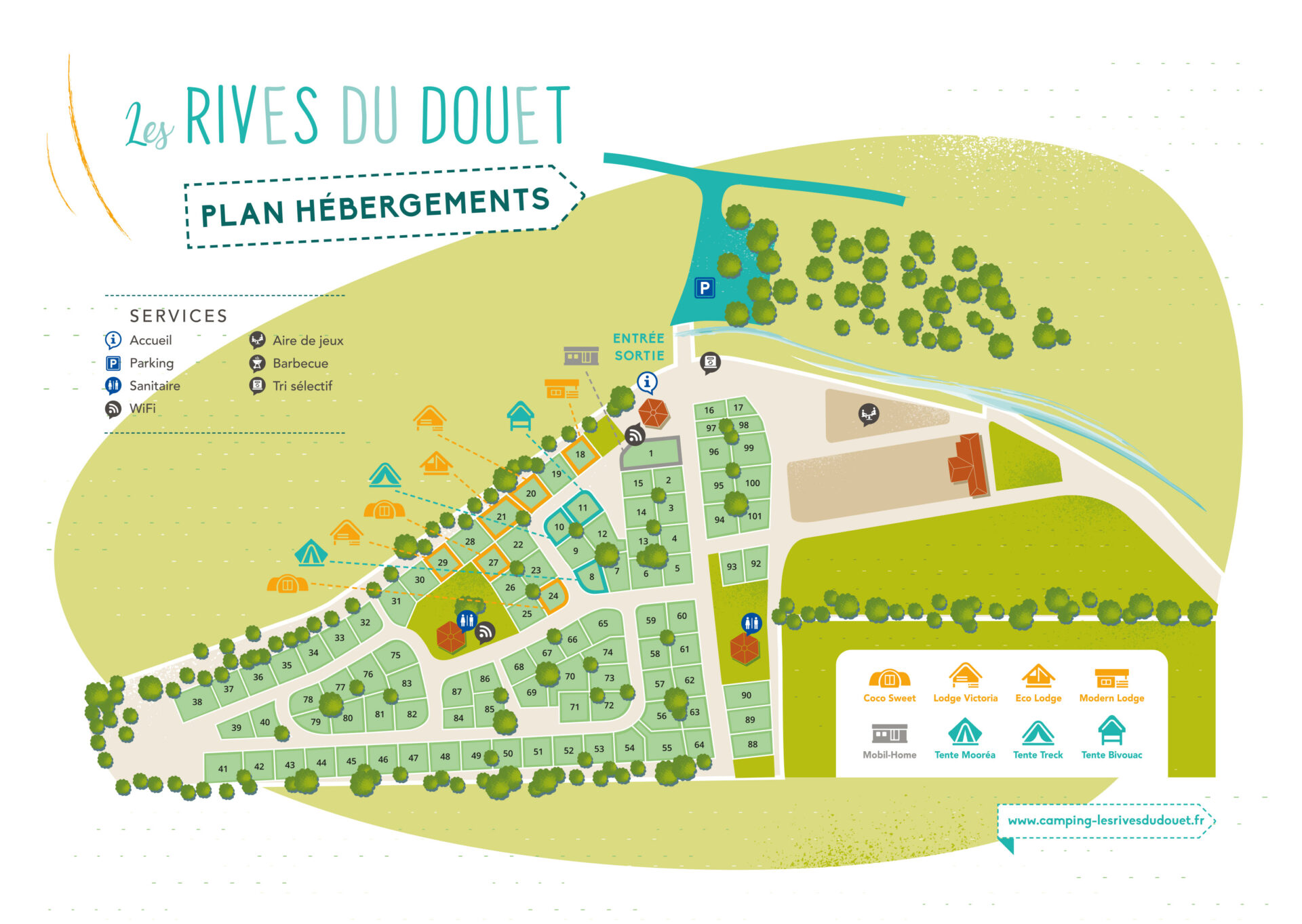 Plan localisation emplacement Camping Douet